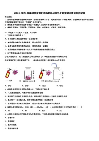 2023-2024学年河南省南阳市新野县化学九上期末学业质量监测试题含解析.doc