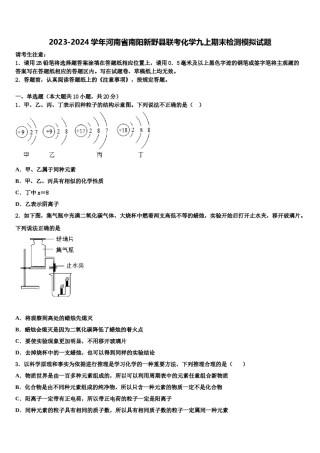 2023-2024学年河南省南阳新野县联考化学九上期末检测模拟试题含解析.doc