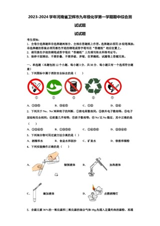 2023-2024学年河南省卫辉市九年级化学第一学期期中综合测试试题含解析.doc