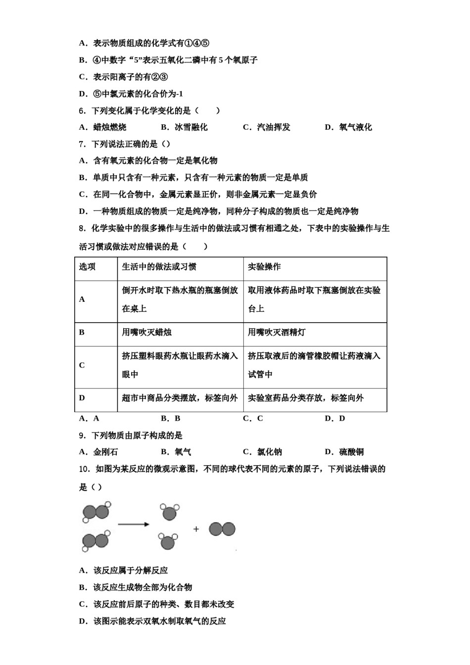 2023-2024学年河南省卫辉市化学九年级第一学期期中综合测试模拟试题含解析.doc_第2页