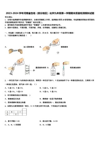 2023-2024学年河南省各地（部分地区）化学九年级第一学期期末质量检测模拟试题含解析.doc