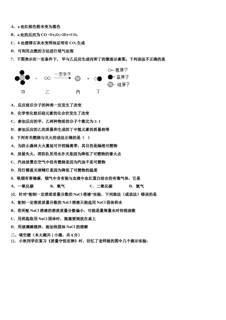 2023-2024学年河南省周口市名校九年级化学第一学期期末综合测试试题含解析.doc_第2页