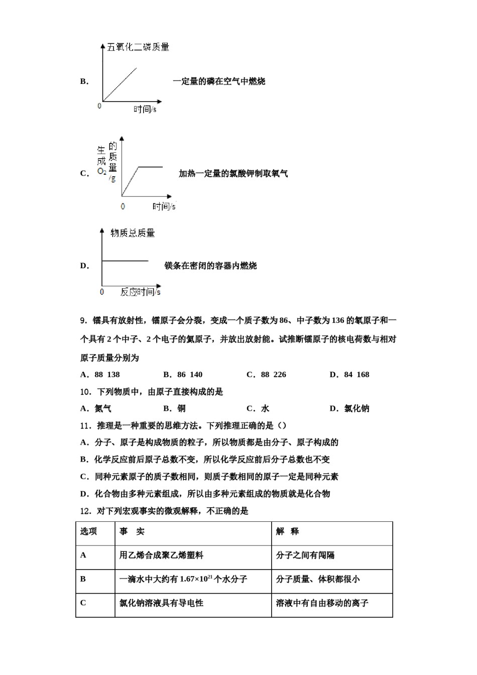 2023-2024学年河南省周口市扶沟县化学九上期中考试试题含解析.doc_第3页