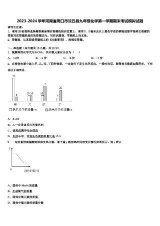 2023-2024学年河南省周口市沈丘县九年级化学第一学期期末考试模拟试题含解析.doc