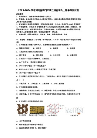 2023-2024学年河南省周口市沈丘县化学九上期中预测试题含解析.doc