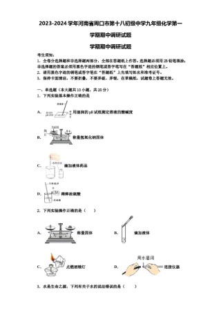 2023-2024学年河南省周口市第十八初级中学九年级化学第一学期期中调研试题含解析.doc