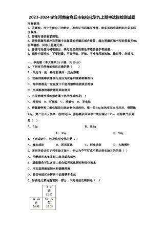 2023-2024学年河南省商丘市名校化学九上期中达标检测试题含解析.doc