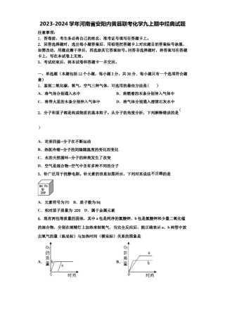 2023-2024学年河南省安阳内黄县联考化学九上期中经典试题含解析.doc