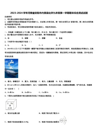 2023-2024学年河南省安阳市内黄县化学九年级第一学期期末综合测试试题含解析.doc