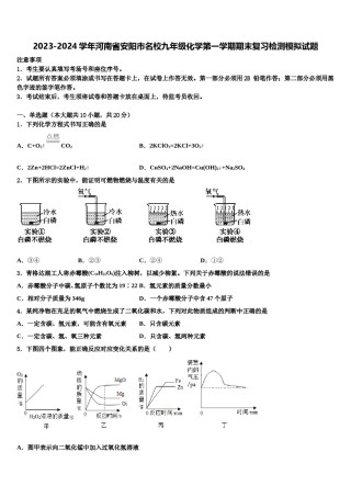 2023-2024学年河南省安阳市名校九年级化学第一学期期末复习检测模拟试题含解析.doc
