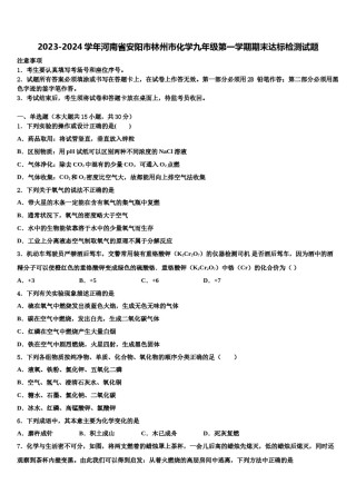 2023-2024学年河南省安阳市林州市化学九年级第一学期期末达标检测试题含解析.doc