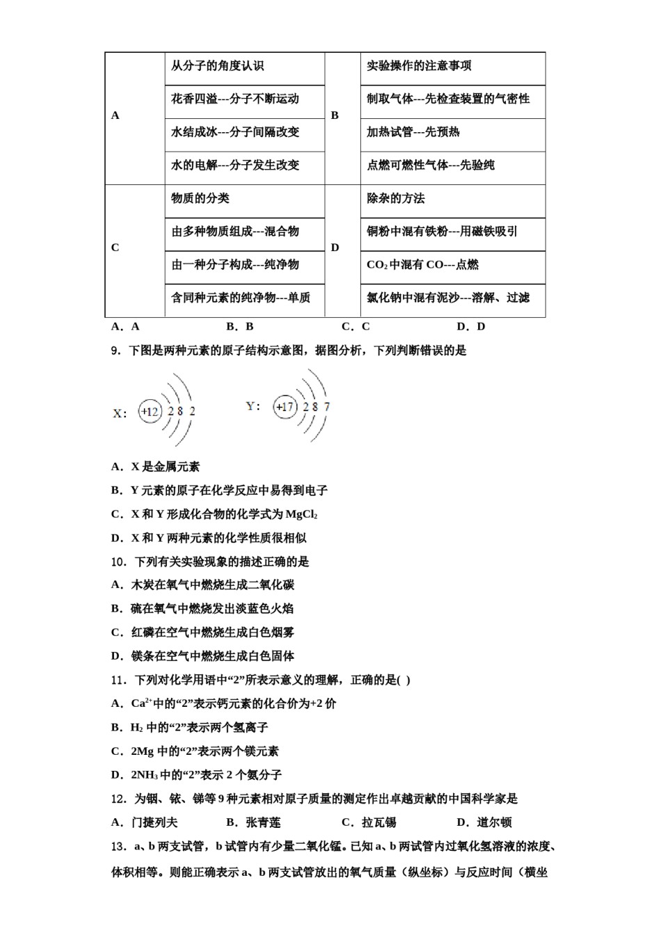 2023-2024学年河南省平顶山九年级化学第一学期期中复习检测试题含解析.doc_第3页