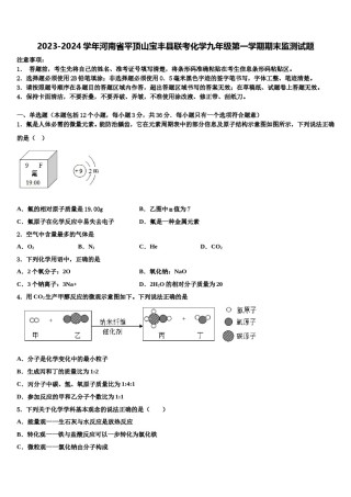 2023-2024学年河南省平顶山宝丰县联考化学九年级第一学期期末监测试题含解析.doc