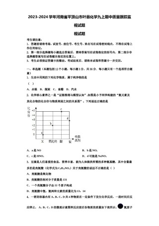2023-2024学年河南省平顶山市叶县化学九上期中质量跟踪监视试题含解析.doc