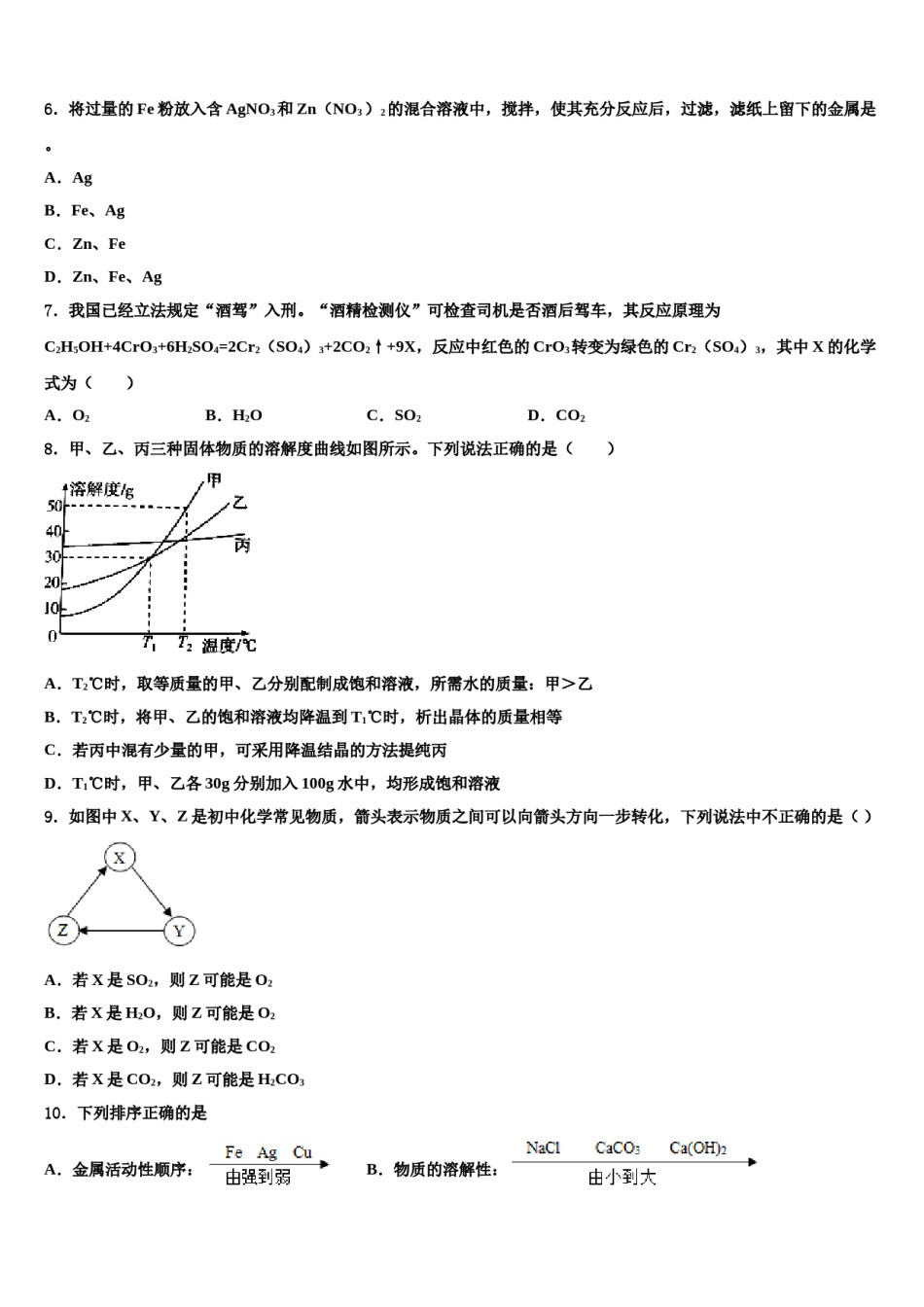 2023-2024学年河南省平顶山市鲁山县化学九上期末监测模拟试题含解析.doc_第2页