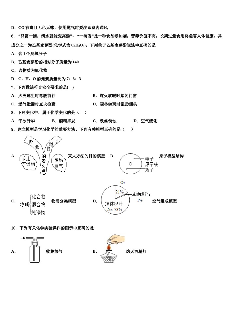 2023-2024学年河南省平顶山市鲁山县化学九上期末监测试题含解析.doc_第2页