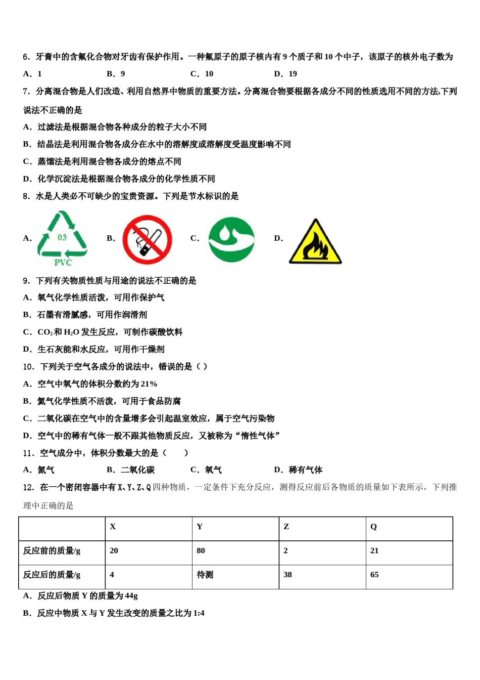 2023-2024学年河南省开封市兰考县化学九上期末学业水平测试试题含解析.doc_第2页