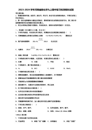 2023-2024学年河南省数化学九上期中复习检测模拟试题含解析.doc