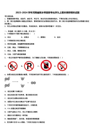 2023-2024学年河南省新乡辉县联考化学九上期末调研模拟试题含解析.doc