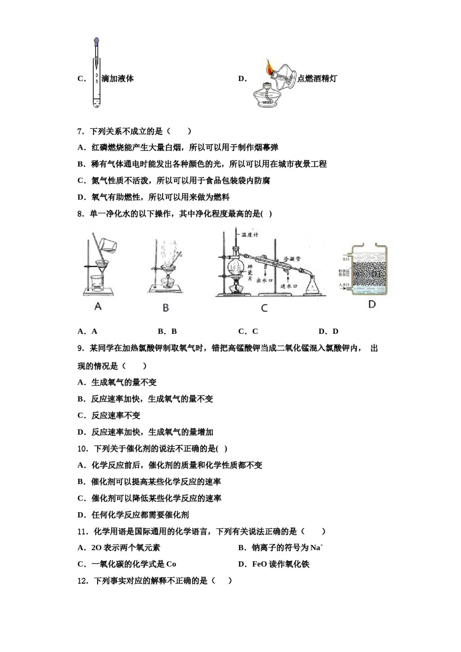 2023-2024学年河南省林州市化学九年级第一学期期中联考试题含解析.doc_第2页