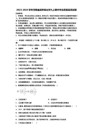 2023-2024学年河南省武陟县化学九上期中学业质量监测试题含解析.doc