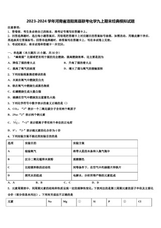 2023-2024学年河南省洛阳嵩县联考化学九上期末经典模拟试题含解析.doc