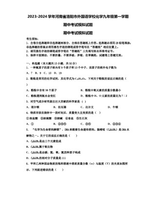 2023-2024学年河南省洛阳市外国语学校化学九年级第一学期期中考试模拟试题含解析.doc