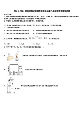 2023-2024学年河南省洛阳市孟津县化学九上期末统考模拟试题含解析.doc