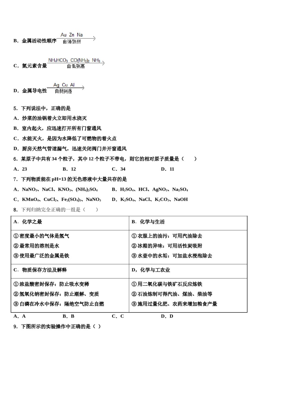 2023-2024学年河南省洛阳市宜阳县化学九上期末学业水平测试模拟试题含解析.doc_第2页