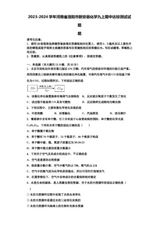 2023-2024学年河南省洛阳市新安县化学九上期中达标测试试题含解析.doc