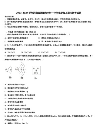 2023-2024学年河南省洛阳市李村一中学化学九上期末联考试题含解析.doc