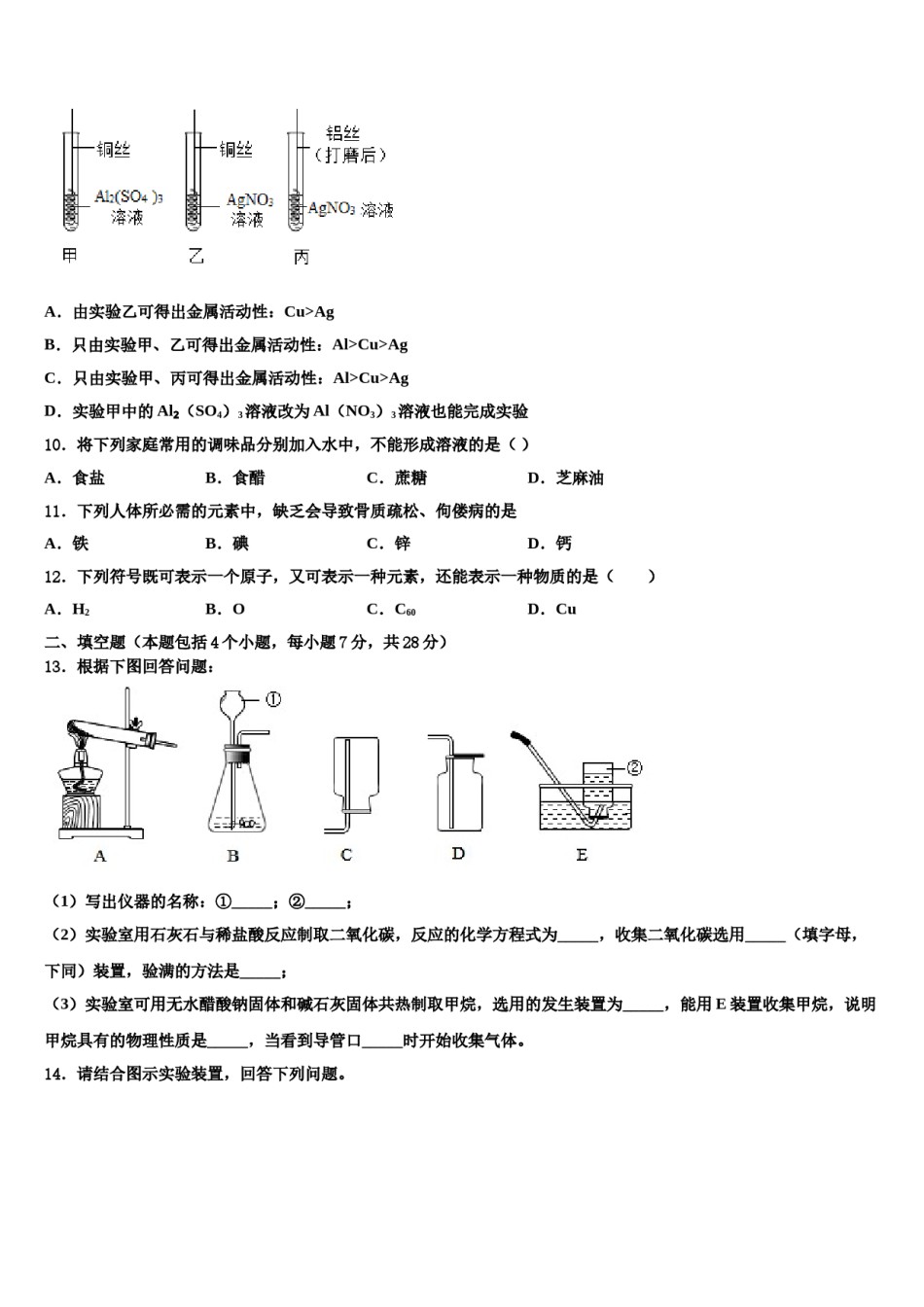 2023-2024学年河南省洛阳市涧西区洛阳市九年级化学第一学期期末质量跟踪监视试题含解析.doc_第3页