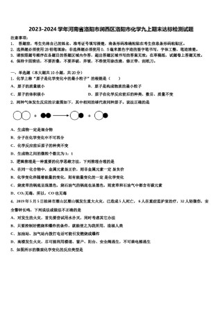 2023-2024学年河南省洛阳市涧西区洛阳市化学九上期末达标检测试题含解析.doc