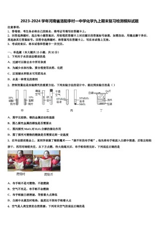2023-2024学年河南省洛阳李村一中学化学九上期末复习检测模拟试题含解析.doc