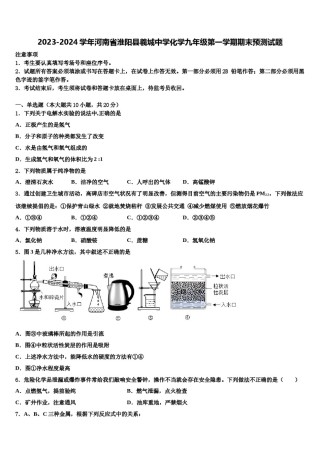 2023-2024学年河南省淮阳县羲城中学化学九年级第一学期期末预测试题含解析.doc