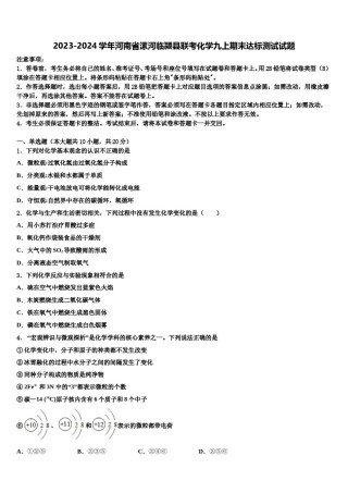 2023-2024学年河南省漯河临颍县联考化学九上期末达标测试试题含解析.doc