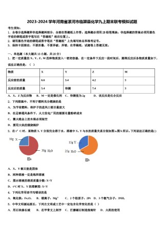2023-2024学年河南省漯河市临颍县化学九上期末联考模拟试题含解析.doc