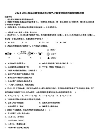 2023-2024学年河南省漯河市化学九上期末质量跟踪监视模拟试题含解析.doc