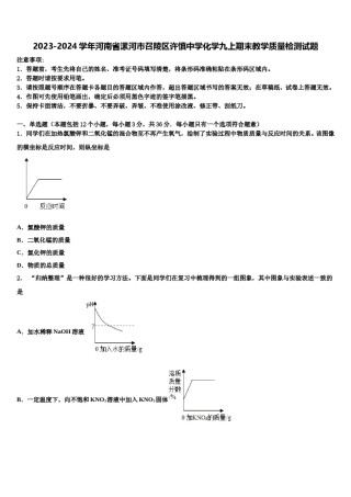 2023-2024学年河南省漯河市召陵区许慎中学化学九上期末教学质量检测试题含解析.doc