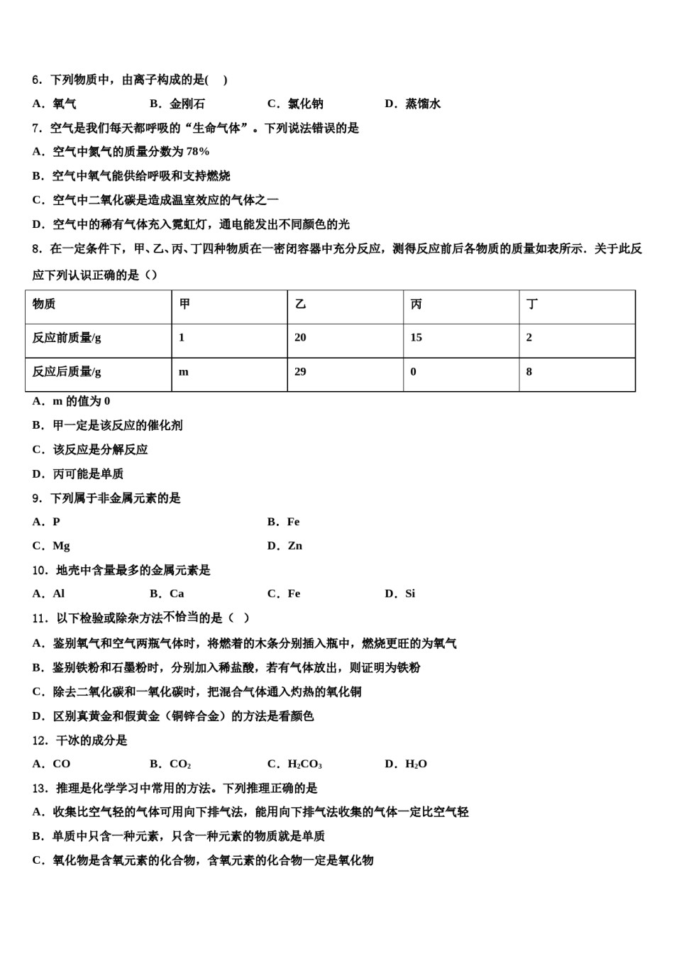 2023-2024学年河南省濮阳县区联考化学九上期末教学质量检测试题含解析.doc_第2页