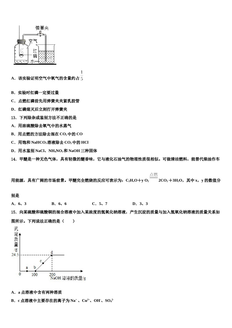 2023-2024学年河南省濮阳市九级九年级化学第一学期期末联考试题含解析.doc_第3页