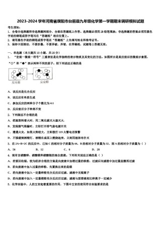 2023-2024学年河南省濮阳市台前县九年级化学第一学期期末调研模拟试题含解析.doc