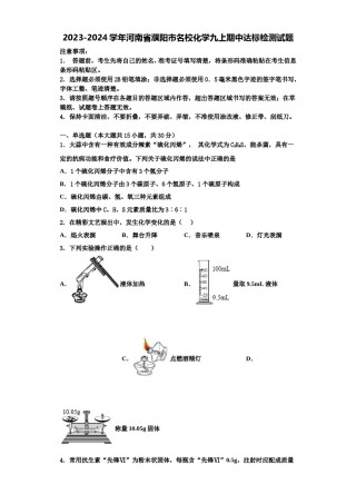 2023-2024学年河南省濮阳市名校化学九上期中达标检测试题含解析.doc