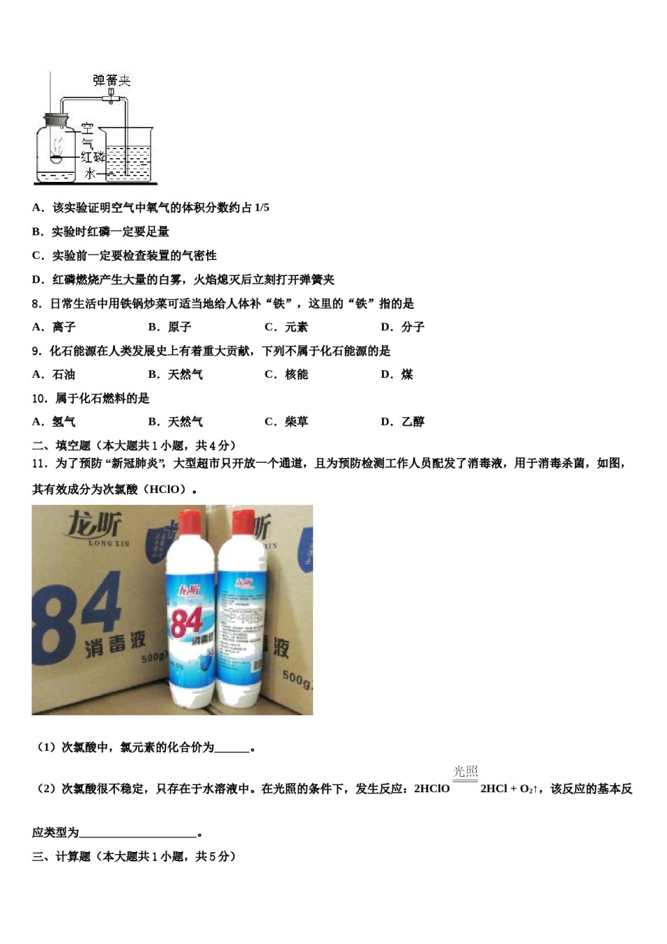 2023-2024学年河南省益阳市赫山区化学九上期末复习检测模拟试题含解析.doc_第2页