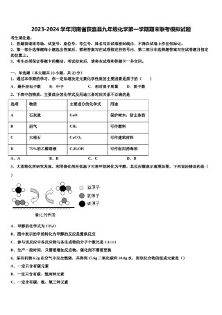 2023-2024学年河南省获嘉县九年级化学第一学期期末联考模拟试题含解析.doc