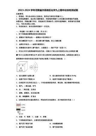 2023-2024学年河南省许昌地区化学九上期中达标检测试题含解析.doc