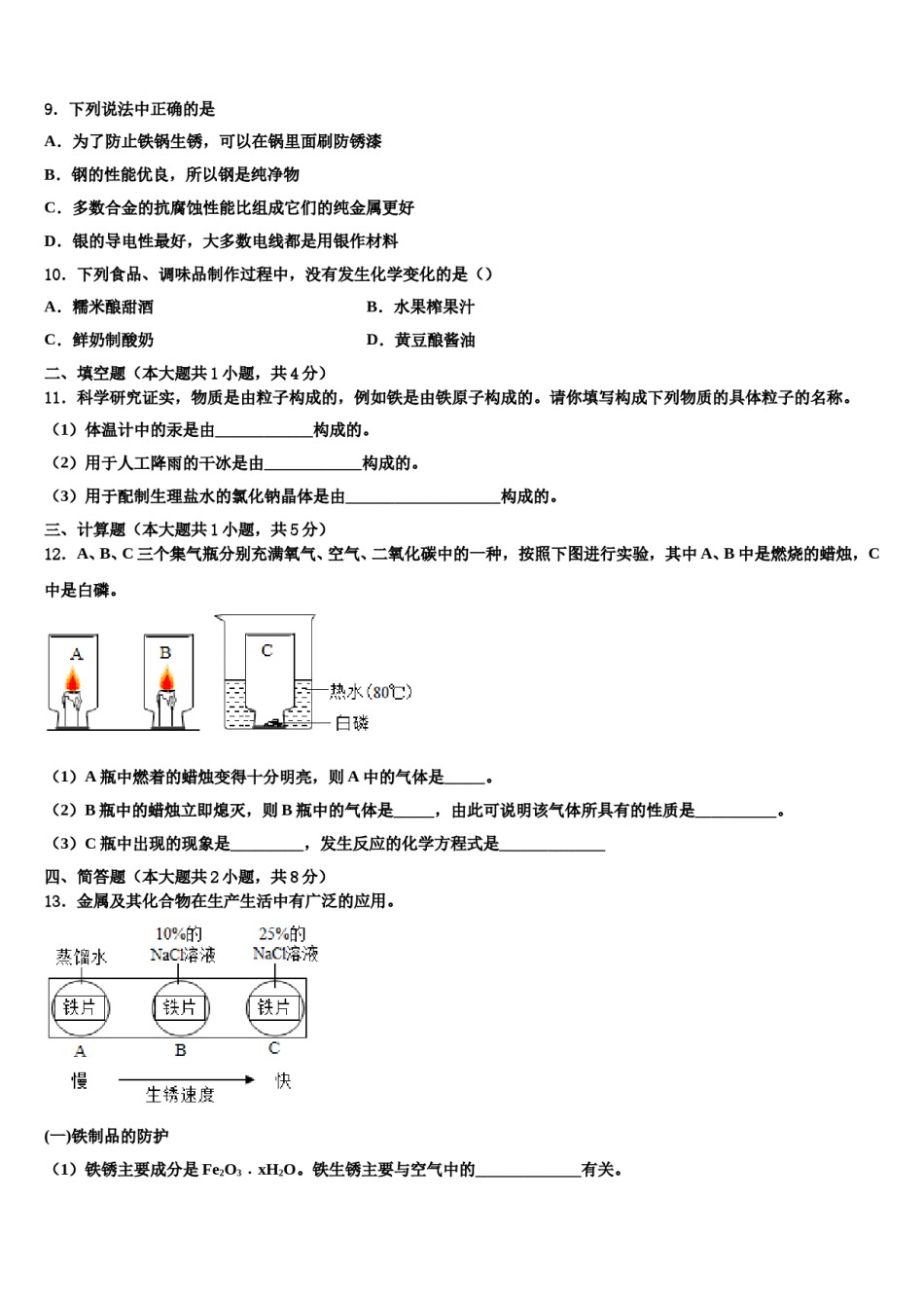2023-2024学年河南省许昌市实验中学九年级化学第一学期期末质量跟踪监视模拟试题含解析.doc_第3页
