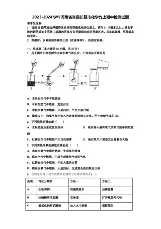 2023-2024学年河南省许昌长葛市化学九上期中检测试题含解析.doc