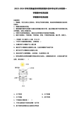 2023-2024学年河南省郑州师院附属外语中学化学九年级第一学期期中检测试题含解析.doc