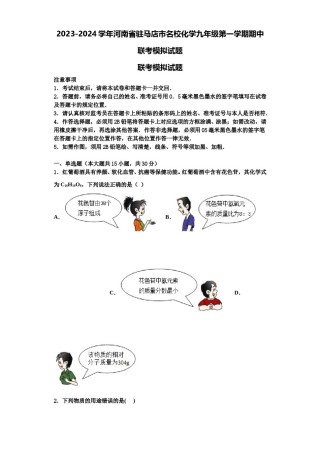 2023-2024学年河南省驻马店市名校化学九年级第一学期期中联考模拟试题含解析.doc